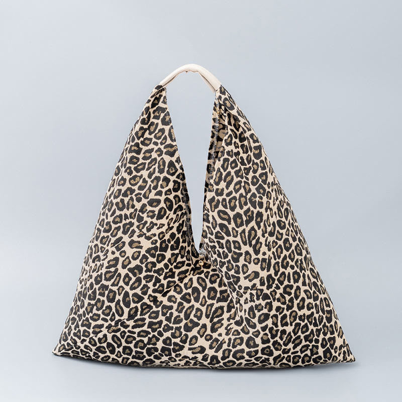 Buddha Stones Geometry Tiger Flowers Leopard Stripes Print Underarm Triangle Shoulder Bag - Leopard Print 58*5*58cm - image 12