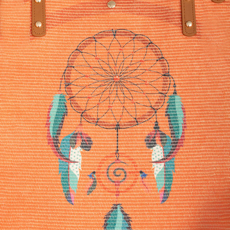 Buddha Stones Large Capacity Dreamcatcher Mandala Tassel Canvas Tote Shoulder Bag - image 5