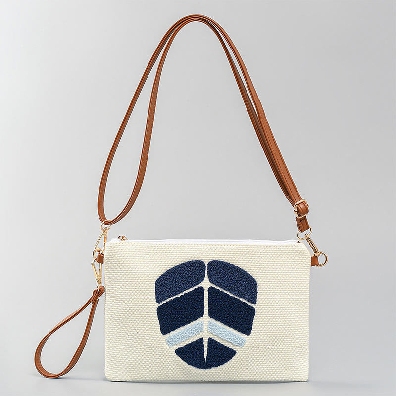 Buddha Stones Evil Eye Leaf Hamsa Canvas Crossbody Bag Shoulder Bag Handbag - Leaf 28*2*20cm - image 10