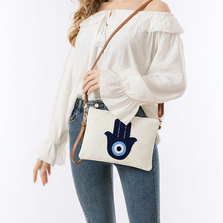 Buddha Stones Evil Eye Leaf Hamsa Canvas Crossbody Bag Shoulder Bag Handbag - image 17