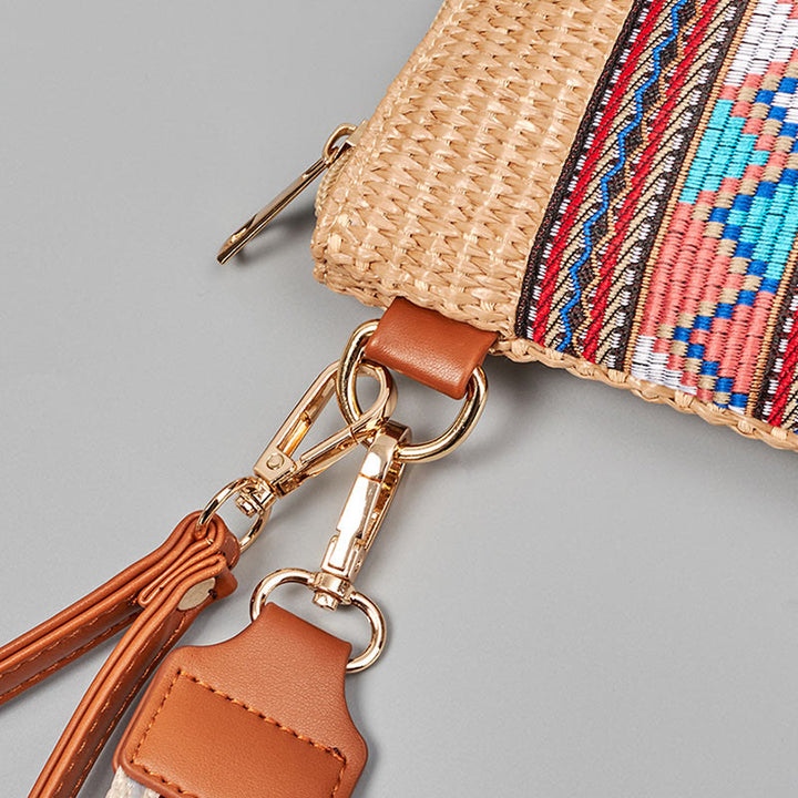 Buddha Stones Boho Colorful Geometry Straw Woven Crossbody Bag Shoulder Bag Handbag - image 3
