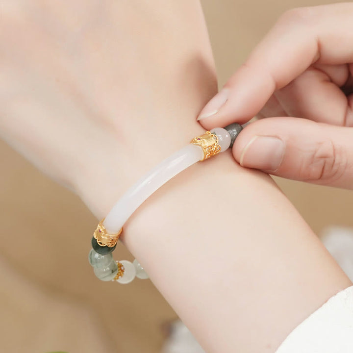 Buddha Stones Natural Tianshan Jade Chalcedony Luck Bracelet - image 2