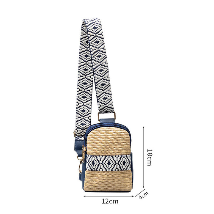 Buddha Stones Small Geometry Straw Woven Crossbody Bag Shoulder Bag - image 9