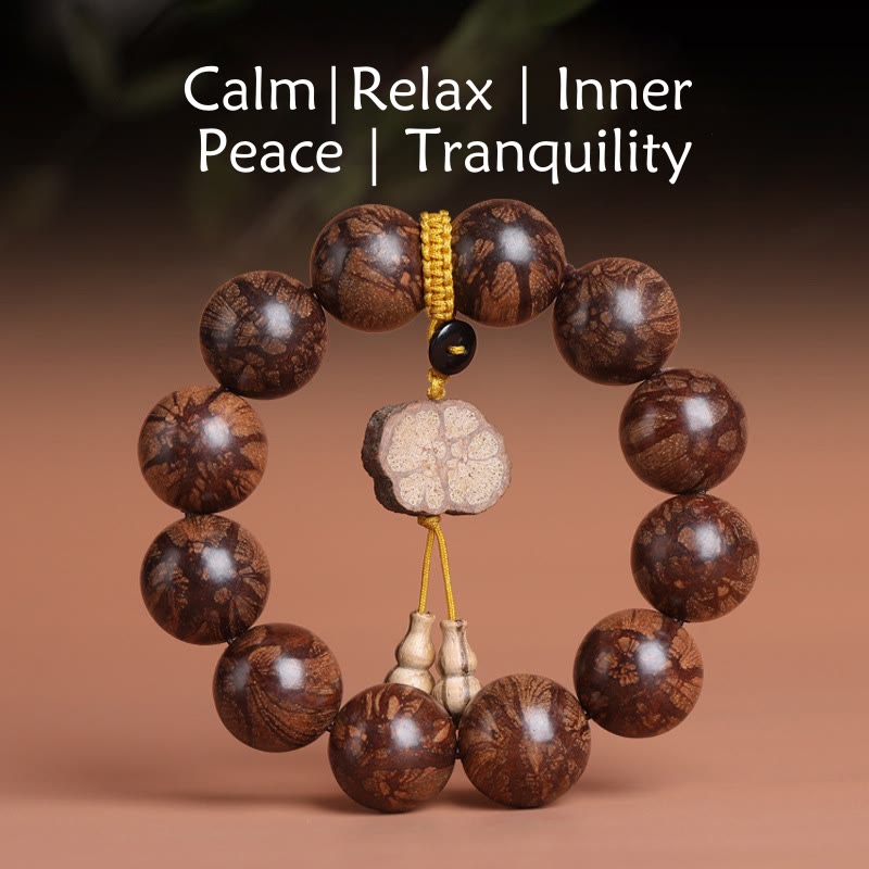 Buddha Stones Plum Blossom Wood Inner Peace Bracelet - 20mm(Wrist Circumference 19-21cm) - image 0