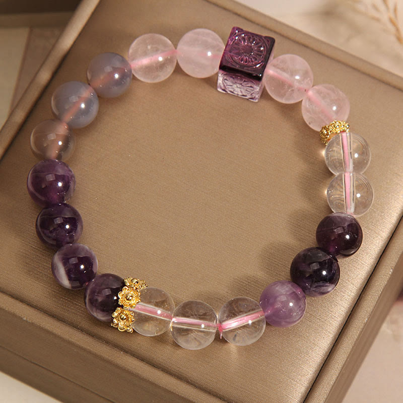 Buddha Stones Natural Amethyst Pink Crystal Inner Peace And Healing Bracelet - Amethyst Pink Crystal(Wrist Circumference: 14-17cm) - image 0
