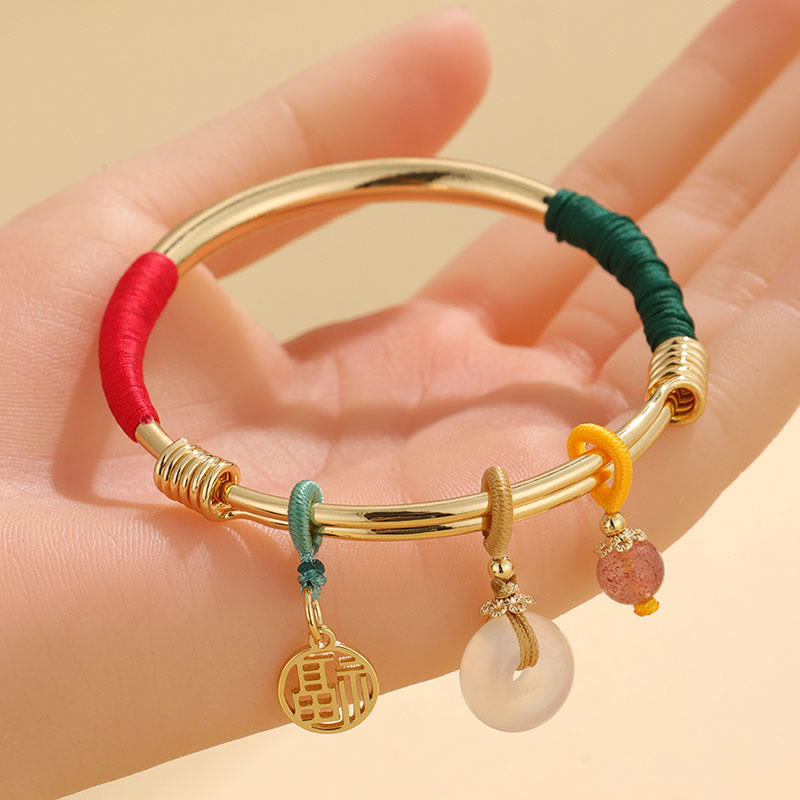 Buddha Stones Pink Crystal Peace Buckle Lucky Flower Love Bracelet Bangle - image 2