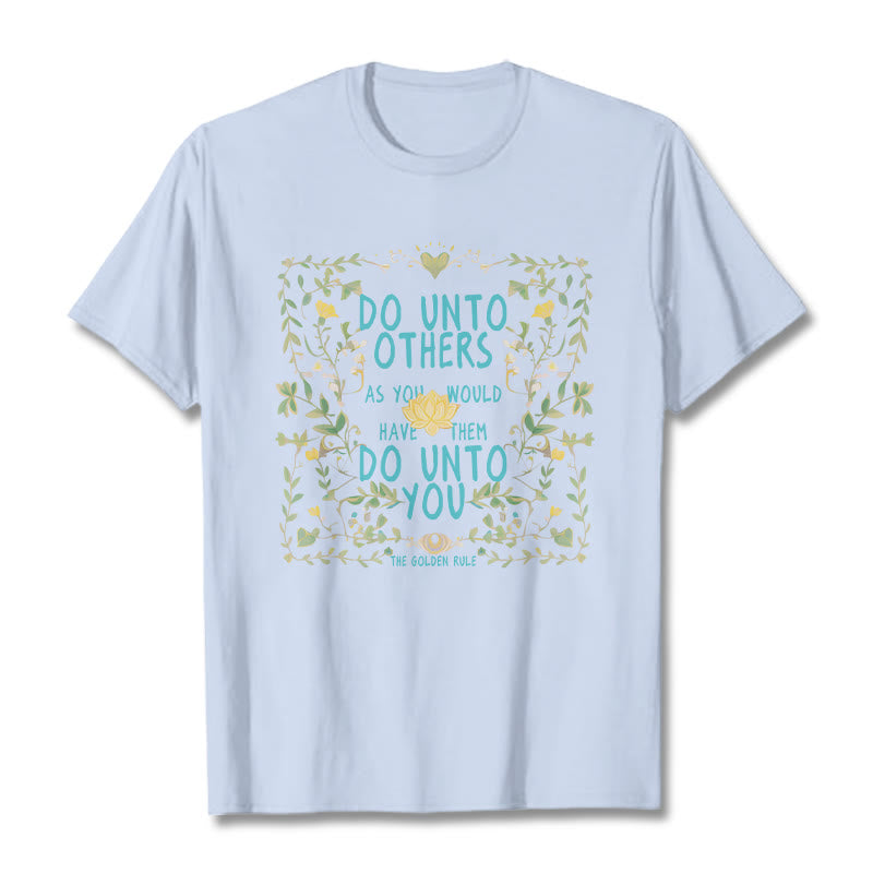 Buddha Stones The Golden Rule Lotus Tee T-shirt - LightCyan - 2XL - image 17