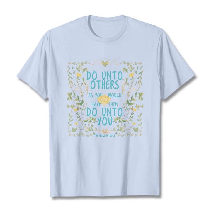 Buddha Stones The Golden Rule Lotus Tee T-shirt - LightCyan - 2XL - image 17