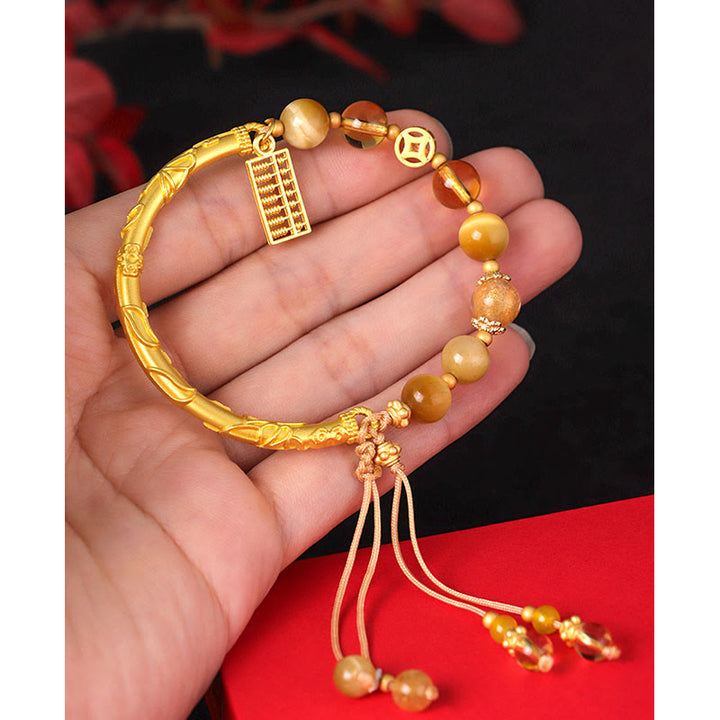 Buddha Stones Natural Tiger Eye Citrine Abacus Charm Protection Bracelet - image 9