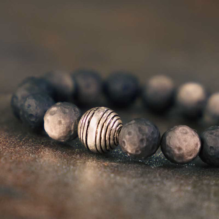 Buddha Stones Natural Silver Sheen Obsidian Lunar Meteorite Protection Bracelet - image 3