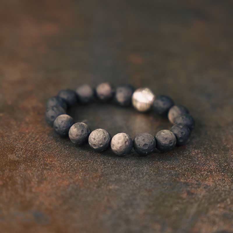 Buddha Stones Natural Silver Sheen Obsidian Lunar Meteorite Protection Bracelet - image 2