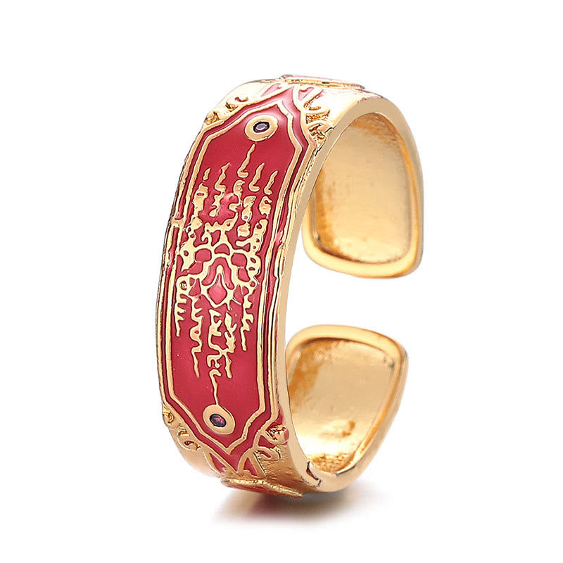 Buddha Stones Five Scriptures Copper Healing Ring - image 5