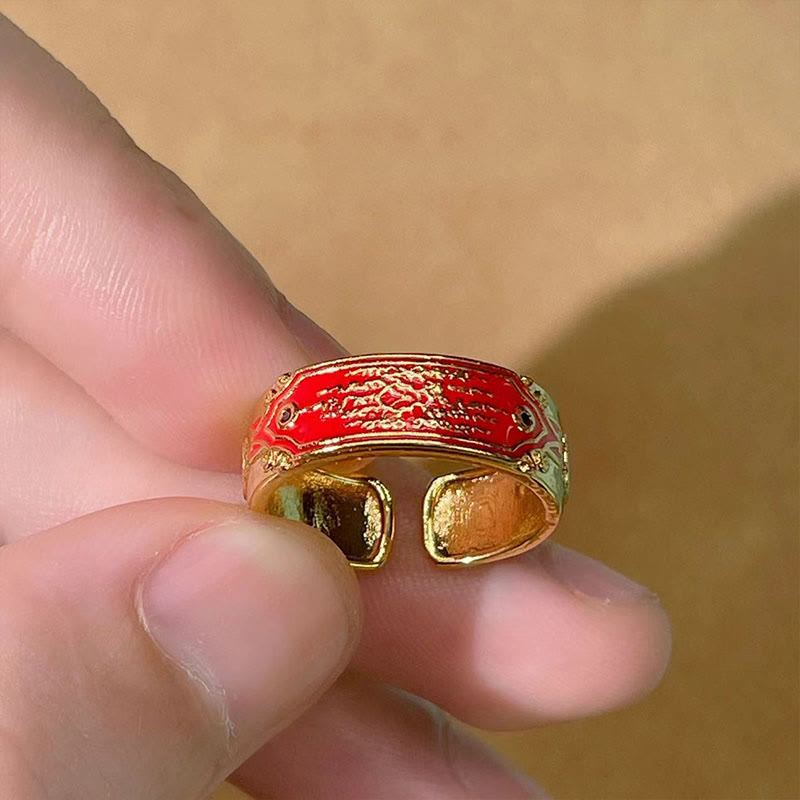 Buddha Stones Five Scriptures Copper Healing Ring - image 3