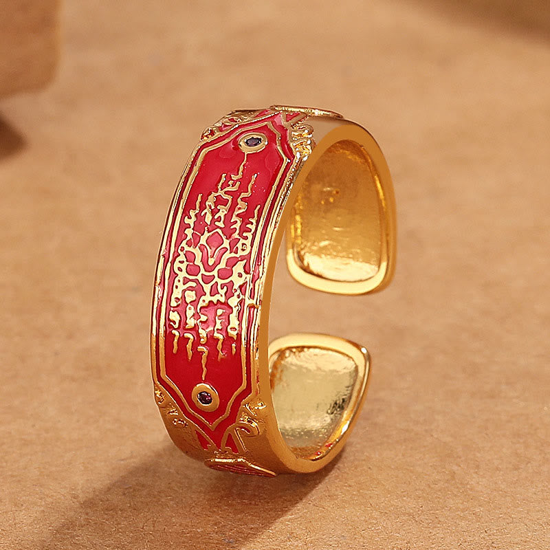 Buddha Stones Five Scriptures Copper Healing Ring - Five Scriptures(Adjustable) - image 0
