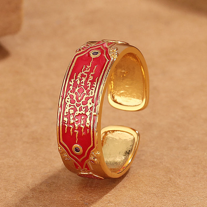 Buddha Stones Five Scriptures Copper Healing Ring - Five Scriptures(Adjustable) - image 0