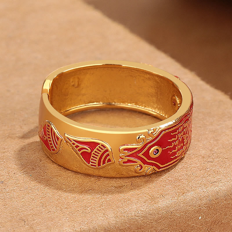 Buddha Stones Five Scriptures Copper Healing Ring - image 1