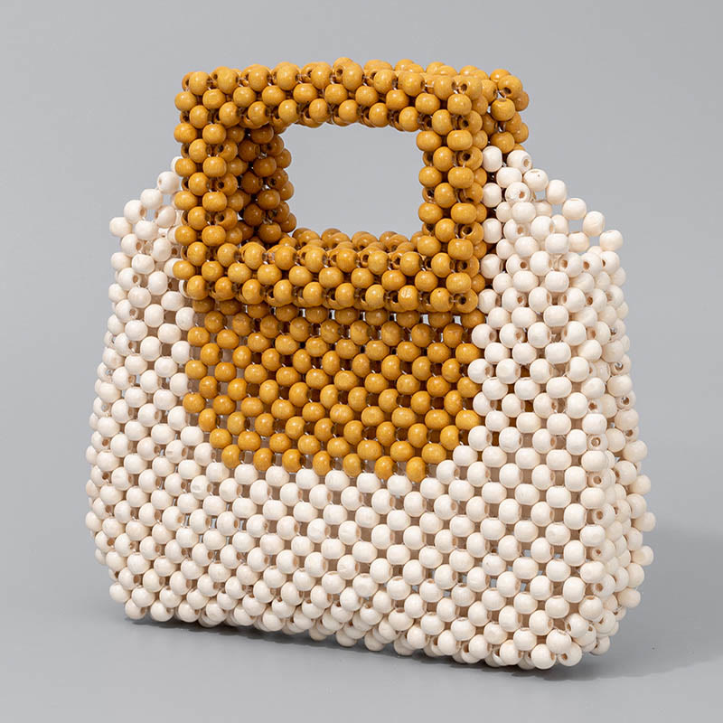 Buddha Stones Hand-woven Wooden Beads Square Tote Handbag - image 1