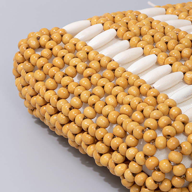 Buddha Stones Hand-woven Round Wooden Beads Shoulder Bag - image 3