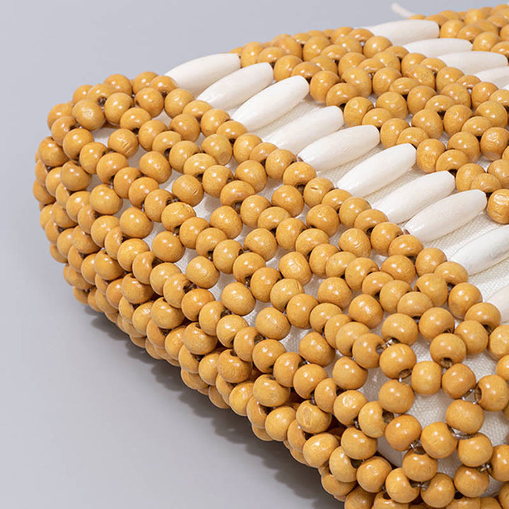 Buddha Stones Hand-woven Round Wooden Beads Shoulder Bag - image 3