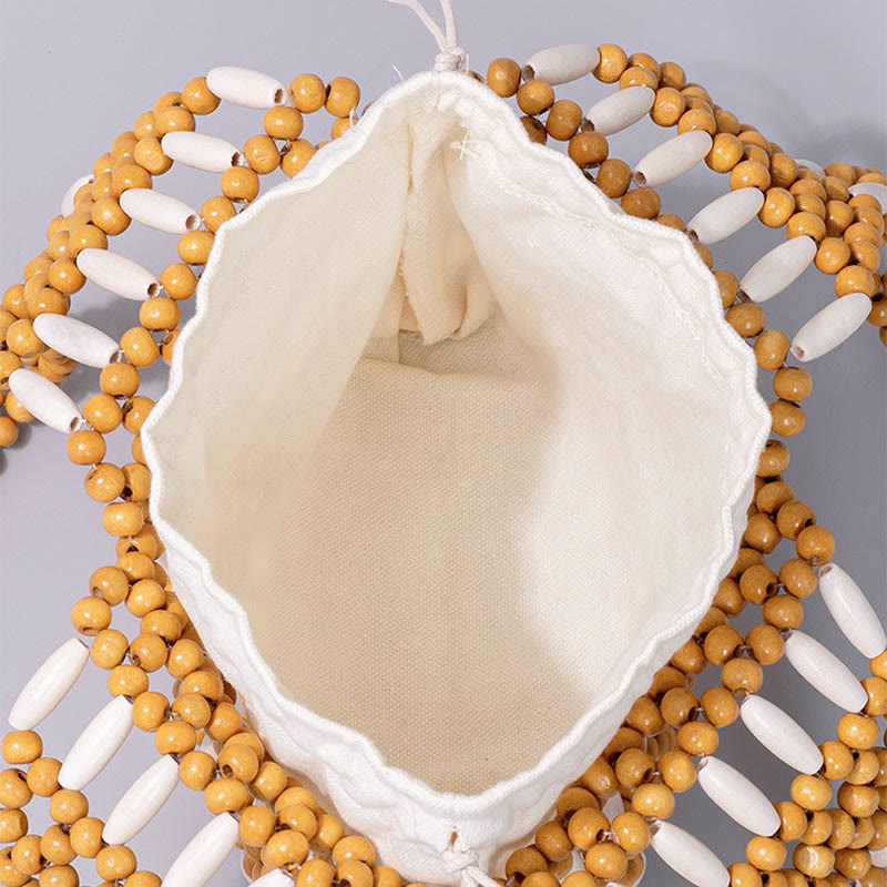 Buddha Stones Hand-woven Round Wooden Beads Shoulder Bag - image 2