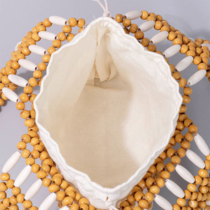 Buddha Stones Hand-woven Round Wooden Beads Shoulder Bag - image 2
