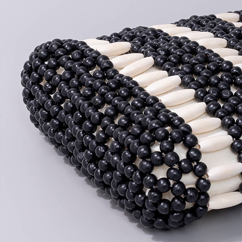 Buddha Stones Hand-woven Round Wooden Beads Shoulder Bag - image 7