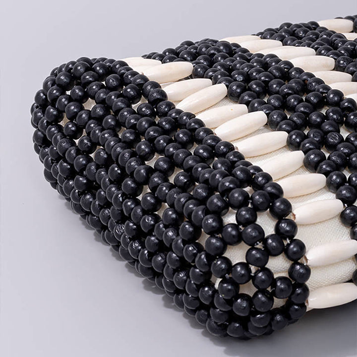 Buddha Stones Hand-woven Round Wooden Beads Shoulder Bag - image 7