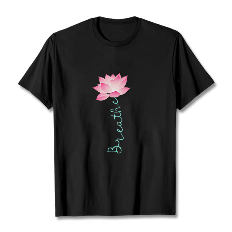 Buddha Stones BREATHE Lotus Tee T-shirt - Black - 2XL - image 3