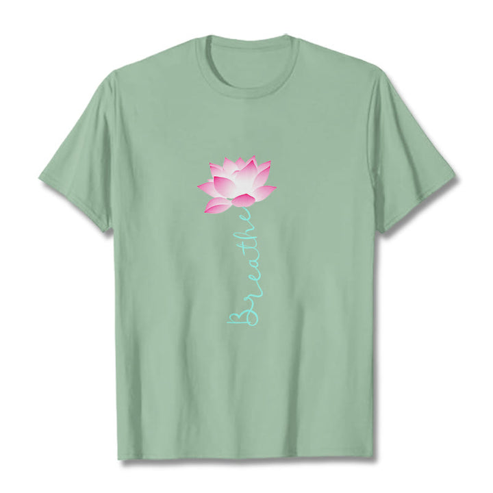 Buddha Stones BREATHE Lotus Tee T-shirt - PaleGreen - 2XL - image 13