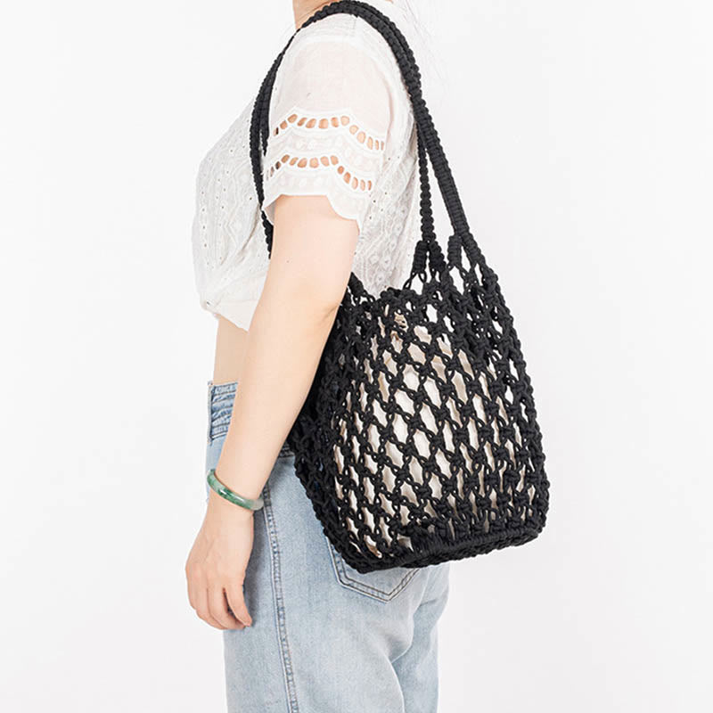 Buddha Stones Hand-woven Cotton Thread Shoulder Bag Handbags - image 14
