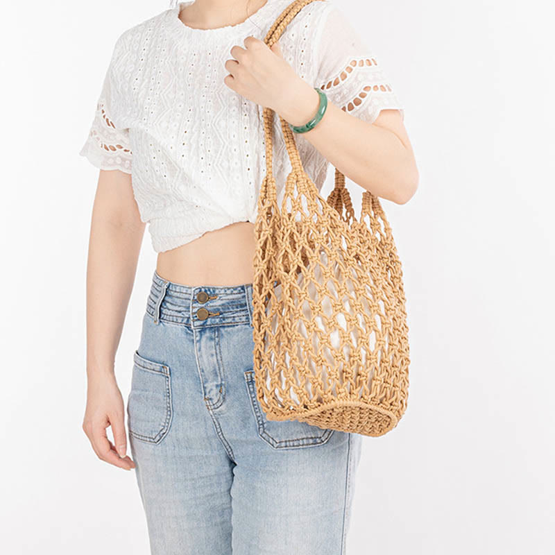 Buddha Stones Hand-woven Cotton Thread Shoulder Bag Handbags - image 7