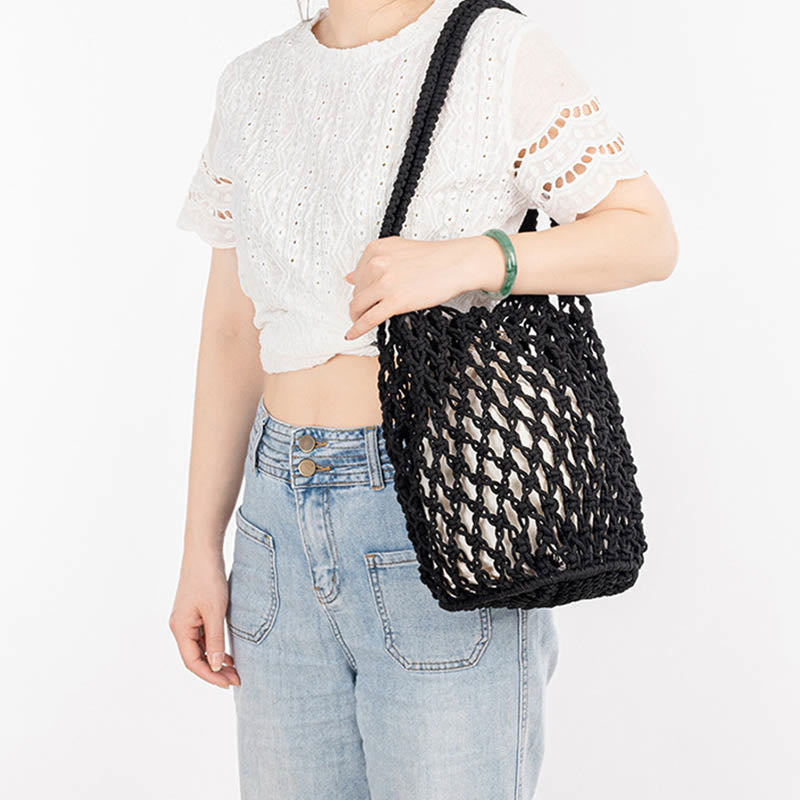 Buddha Stones Hand-woven Cotton Thread Shoulder Bag Handbags - image 13