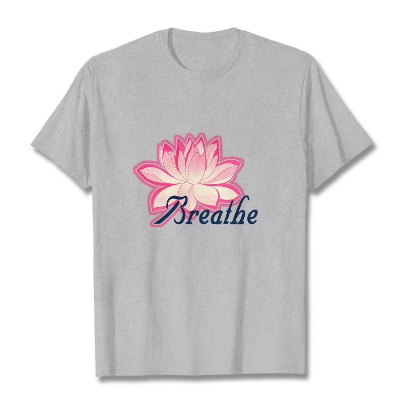 Buddha Stones BREATHE Lotus Flower Tee T-shirt - LightGrey - 2XL - image 18