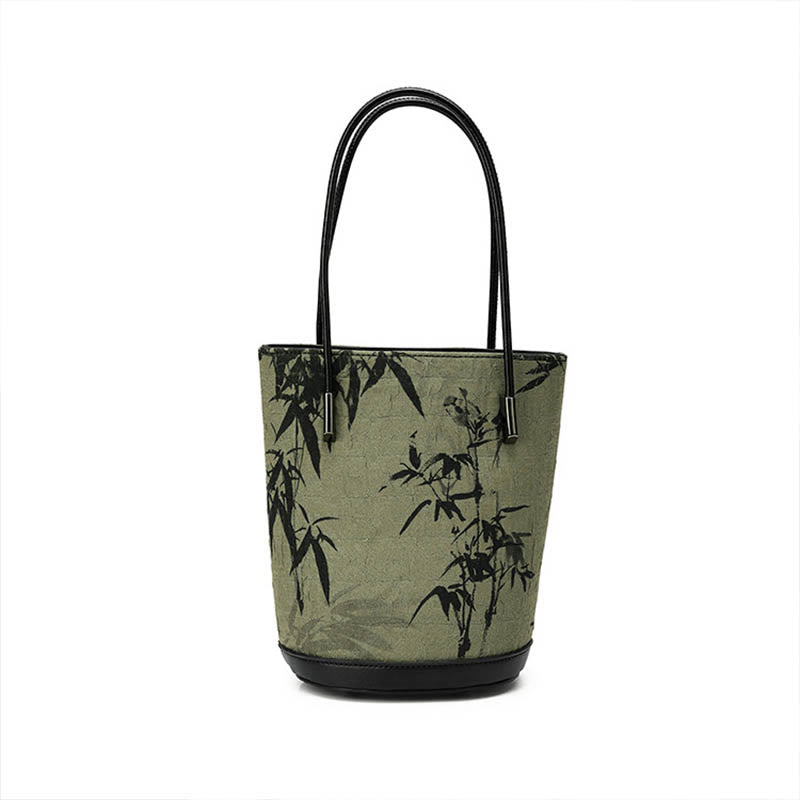Buddha Stones Green Bamboo Print Vintage Crossbody Bag Handbag - image 4