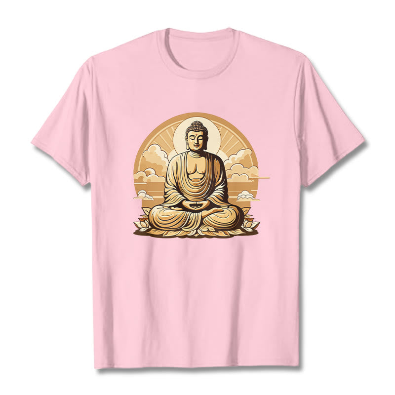 Buddha Stones Sun Auspicious Clouds Buddha Tee T-shirt - LightPink - 2XL - image 11