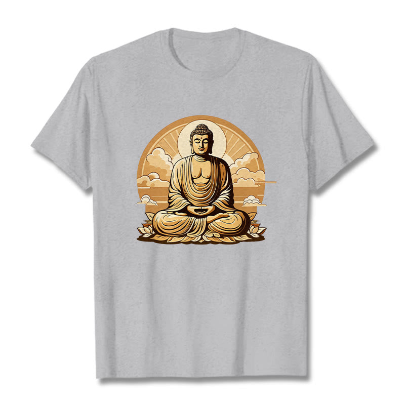Buddha Stones Sun Auspicious Clouds Buddha Tee T-shirt - LightGrey - 2XL - image 18