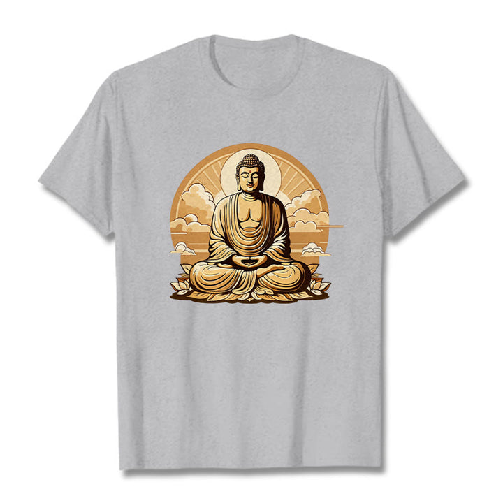 Buddha Stones Sun Auspicious Clouds Buddha Tee T-shirt - LightGrey - 2XL - image 18