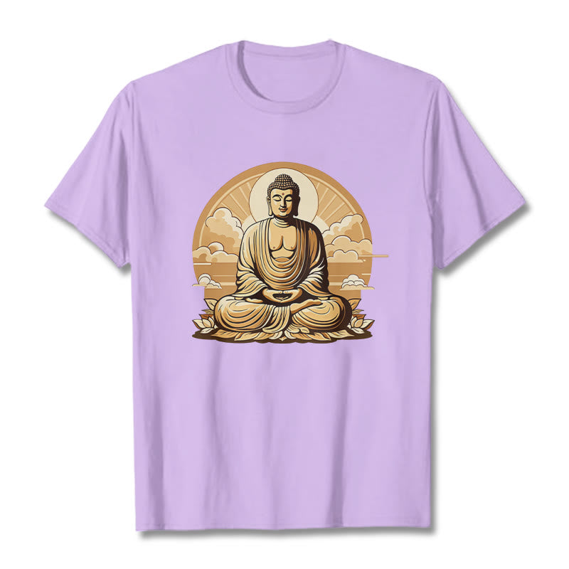 Buddha Stones Sun Auspicious Clouds Buddha Tee T-shirt - Plum - 2XL - image 15