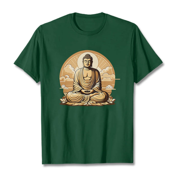 Buddha Stones Sun Auspicious Clouds Buddha Tee T-shirt - ForestGreen - 2XL - image 9