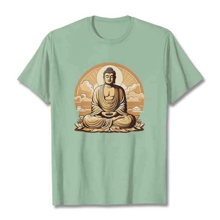 Buddha Stones Sun Auspicious Clouds Buddha Tee T-shirt - PaleGreen - 2XL - image 13
