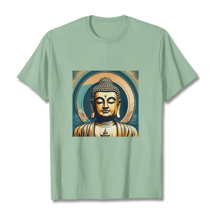 Buddha Stones Aura Golden Buddha Tee T-shirt - PaleGreen - 2XL - image 13