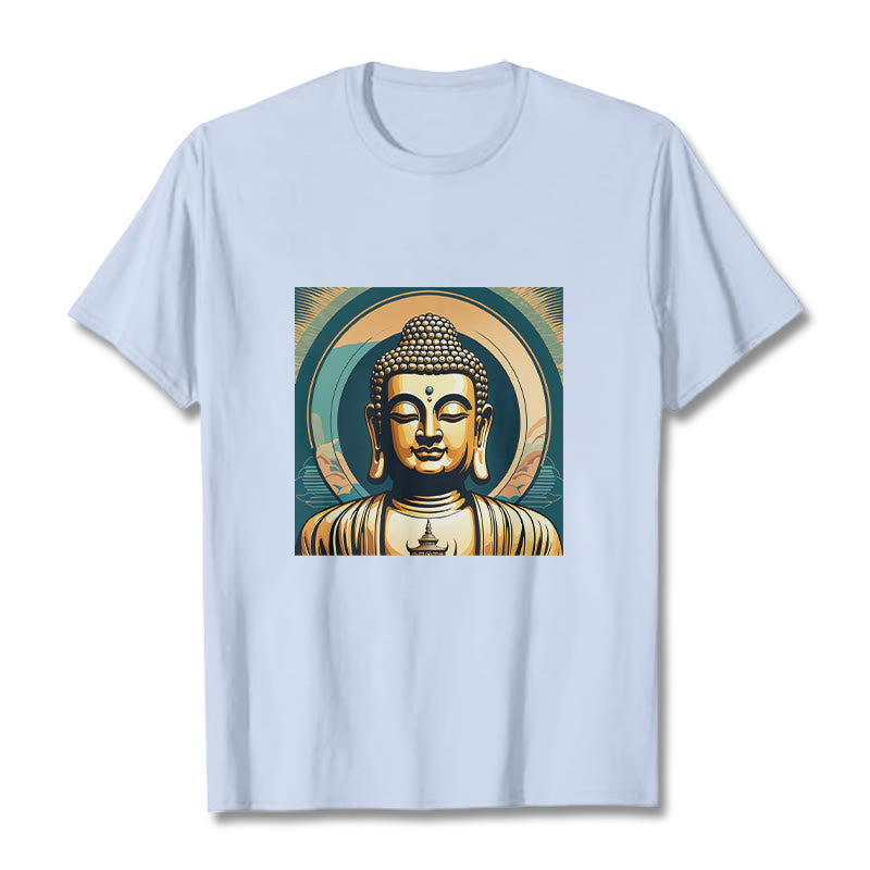 Buddha Stones Aura Golden Buddha Tee T-shirt - LightCyan - 2XL - image 17