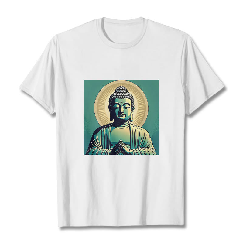 Buddha Stones Aura Green Buddha Tee T-shirt - White - 2XL - image 2