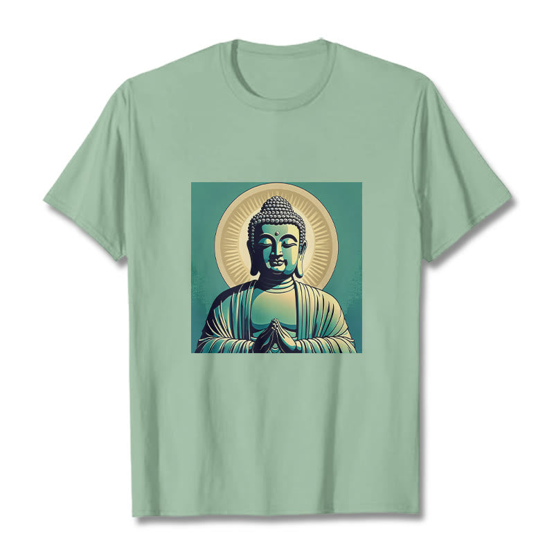 Buddha Stones Aura Green Buddha Tee T-shirt - PaleGreen - 2XL - image 0