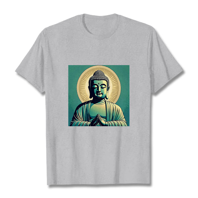 Buddha Stones Aura Green Buddha Tee T-shirt - LightGrey - 2XL - image 18