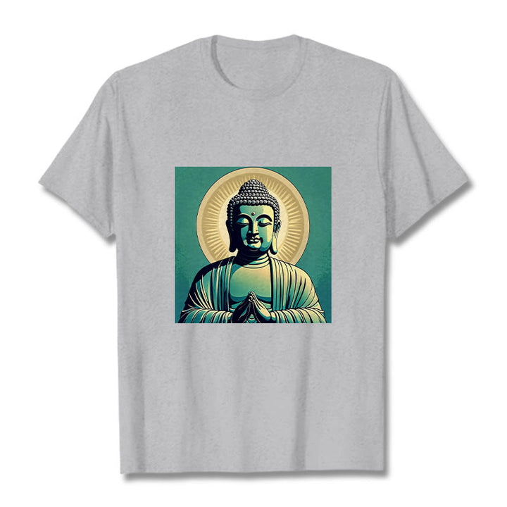 Buddha Stones Aura Green Buddha Tee T-shirt - LightGrey - 2XL - image 18