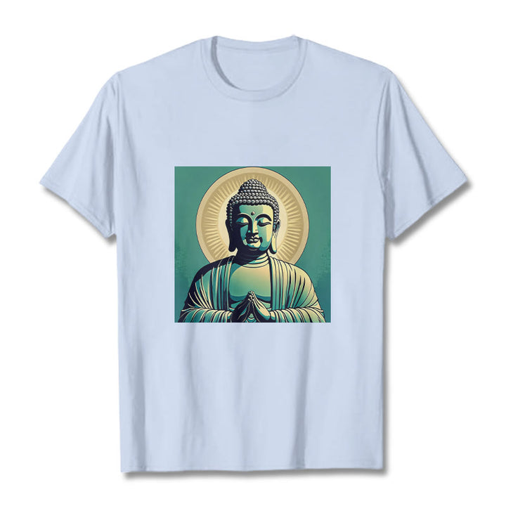 Buddha Stones Aura Green Buddha Tee T-shirt - LightCyan - 2XL - image 17