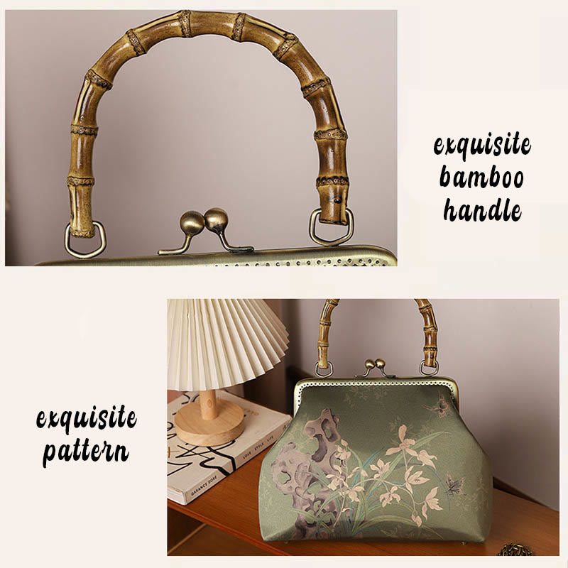 Buddha Stones Green Plants Mountains Bamboo Handle Metal Chain Crossbody Bag Handbags - image 6