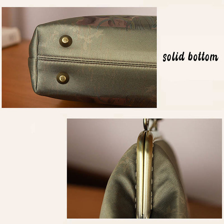 Buddha Stones Green Plants Mountains Bamboo Handle Metal Chain Crossbody Bag Handbags - image 5
