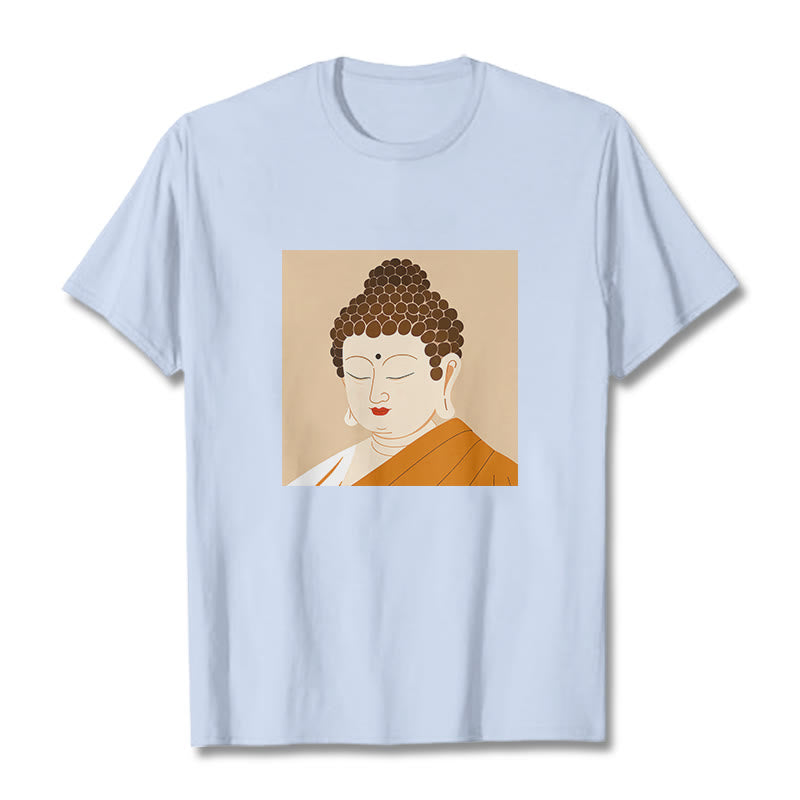 Buddha Stones Close Eyes And Relax Buddha Tee T-shirt - LightCyan - 2XL - image 17